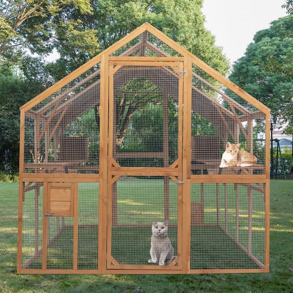 Miscool Anky Large Cat Run Wooden Cat Houses Outdoor Enclosure