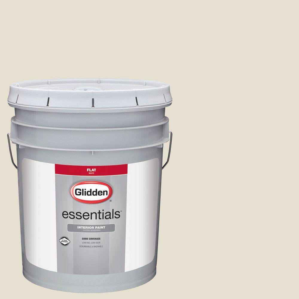 Glidden Essentials 5 gal. HDGWN57 Meeting House White Flat Interior Paint HDGWN57E05FN The