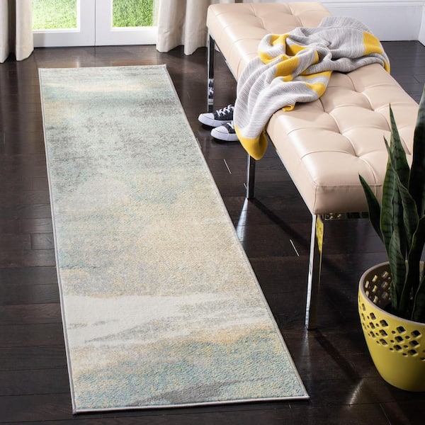 Jasper 2 ft. x 16 ft. Gray/Gold Gradient Abstract Runner Rug