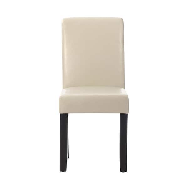 Home Decorators Collection Parsons Cream Bonded Leather Rolled Back Dining Chair