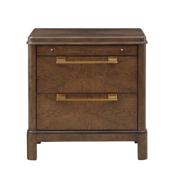 Steve Silver Milan Warm Brown Walnut 2 Drawer 28 in. W Nightstand
