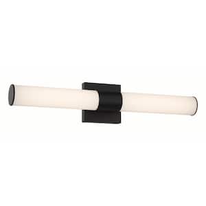 Vantage 24 in. 1-Light Black LED Vanity Light Bar with White Acrylic Shade