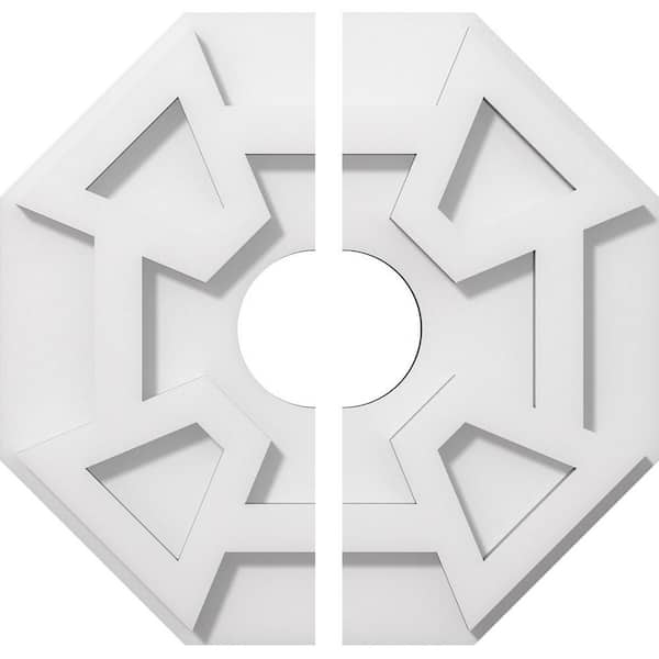 Ekena Millwork 1 in. P X 4 in. C X 12 in. OD X 3 in. ID Logan Architectural Grade PVC Contemporary Ceiling Medallion, Two Piece