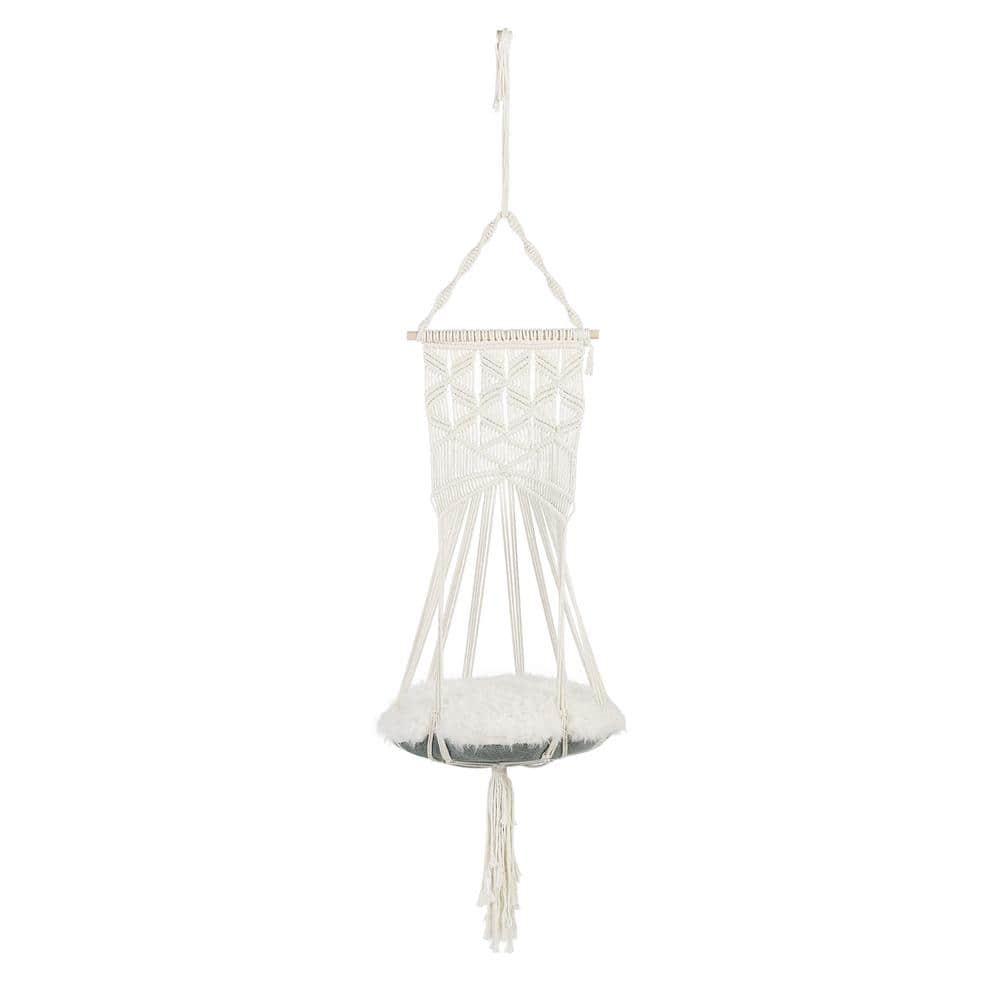 Lucy White Macrame Cat Tree