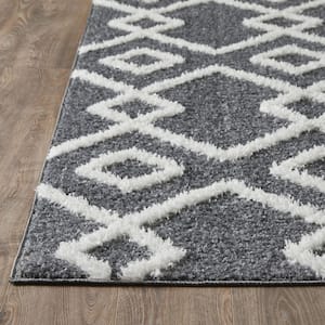 Vemoa Adeta Blue 7 ft. 10 in. x 9 ft. 10 in. Geometric Polyester Area Rug