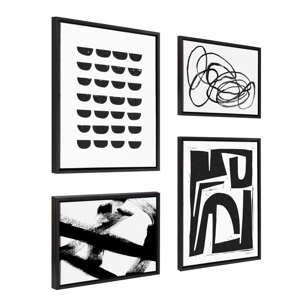Black and White Abstract Canvas Art Set with Polystyrene Frame