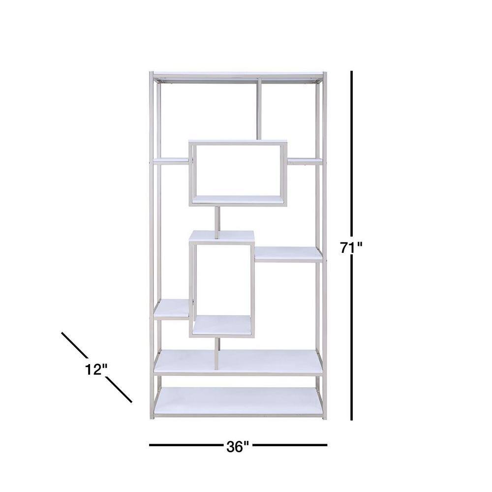Alize Gray and Chrome Modern Geometric Bookcase