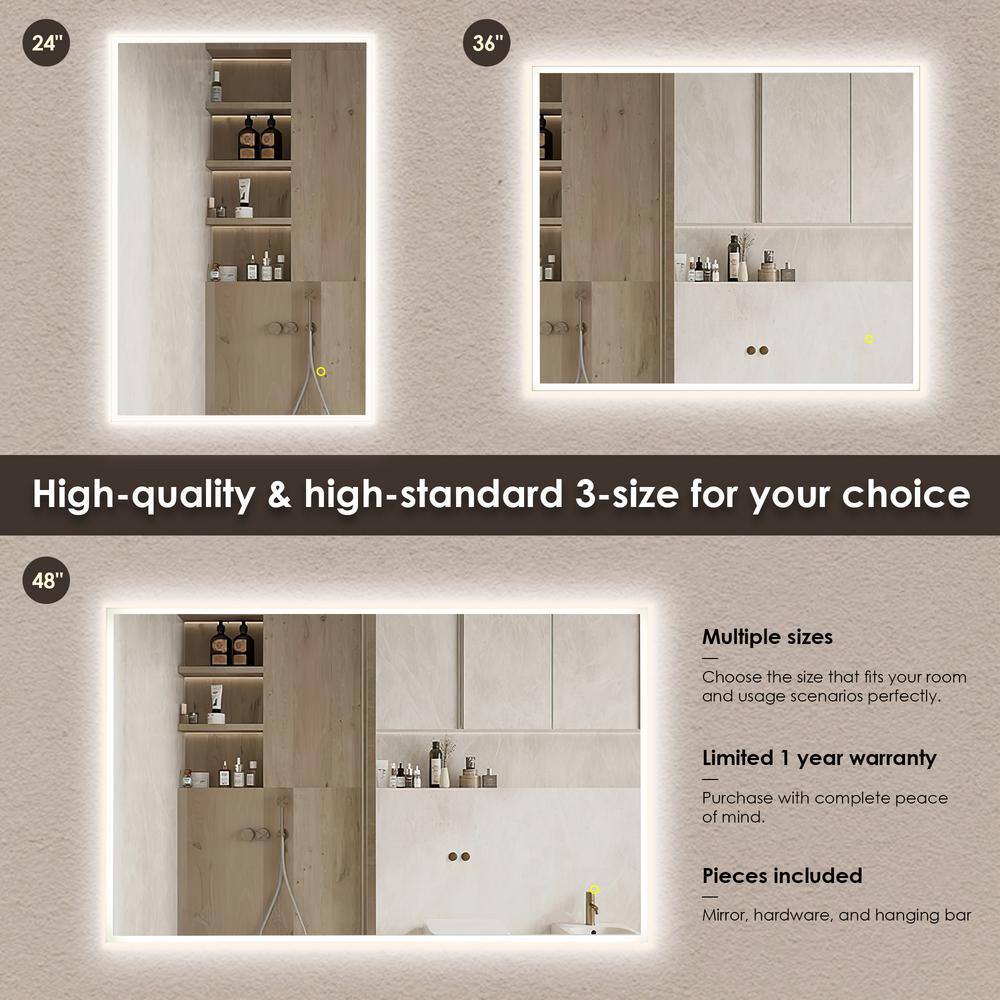 36" x 30" Frameless LED Vanity Mirror with Anti-Fog Technology