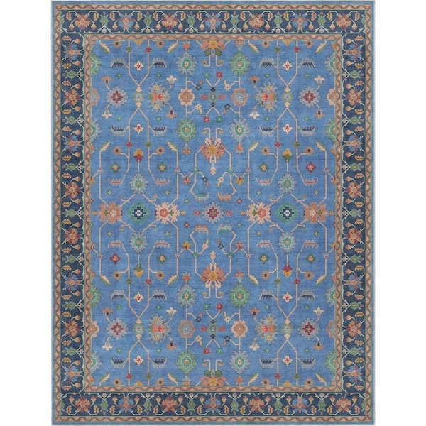 Ushak Antalya Modern Vintage Persian, Blue 3 ft. 11 in. x 5 ft. 3 in. Area Rug