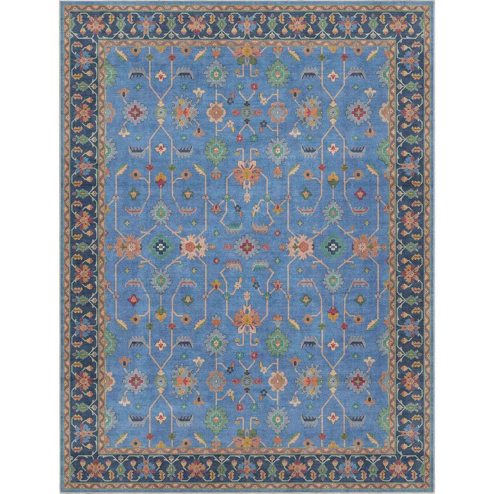 Ushak Antalya Modern Vintage Persian, Blue 6 ft. in. x 9 ft. in. Area Rug