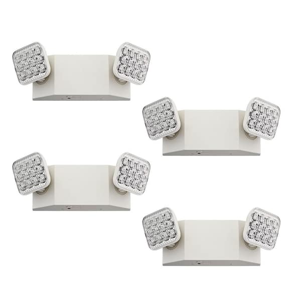 Contractor Select EU2C 120/277-Volt Integrated LED White Emergency Light Fixture with Battery (4-Pack)