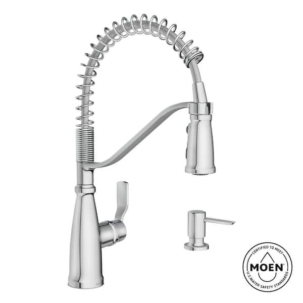 MOEN Nolia Single-Handle Pre-Rinse Spring Pulldown Sprayer Kitchen Faucet with Power Boost in Chrome