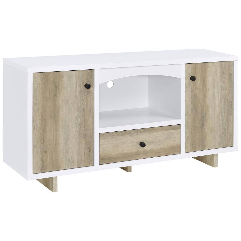 Dalton White and Natural Wood 60" Coastal Credenza