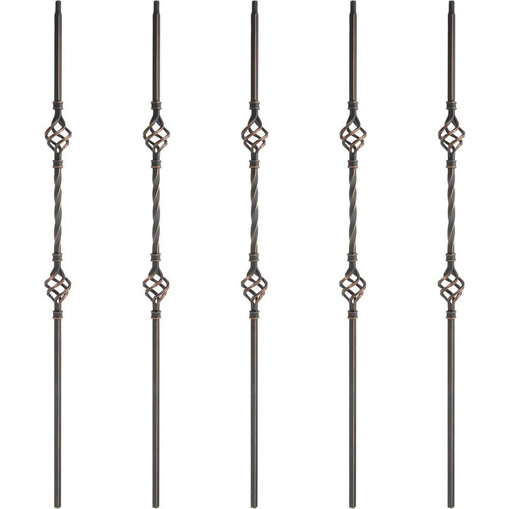 44 in. H x 0.5 in. W Satin Black Plus Oil-Rubbed Copper Iron Stair Railing Kit w/Hollow Design for Easy Cutting 5-Pack price history on PriceWatchPro