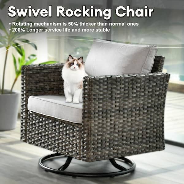 XIZZI Mirage 6-Piece Wicker Patio Rectangular Fire Pit Set and