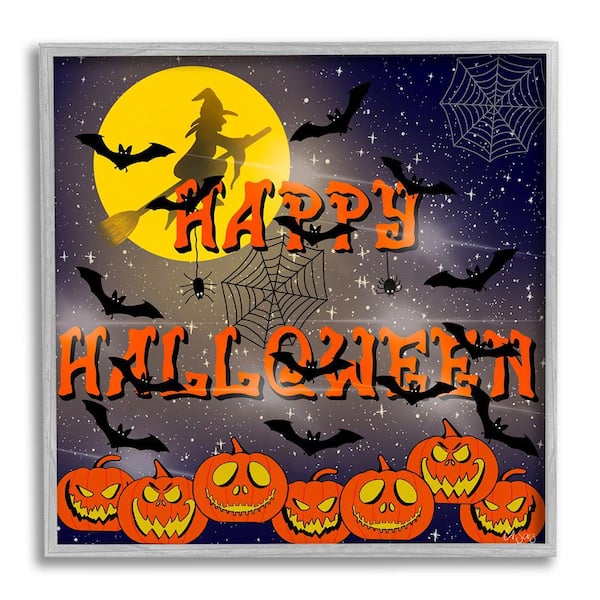 Stupell Industries Halloween Witch Scene by Alejandra Saiz 1-Piece Framed Graphic Print Typography Poster Art Print 12 in. x 12 in.