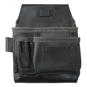 5-Pocket Right-Handed Black Rugged Top Grain Leather Tool Pouch