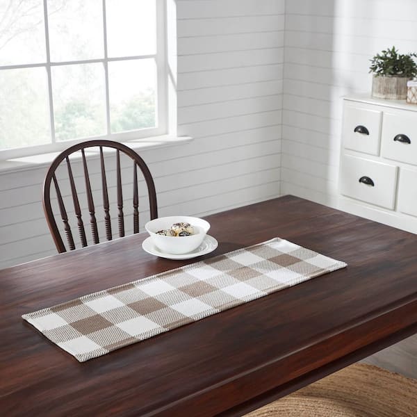 VHC Brands Annie 12 in. W x 36 in. L Brown Buffalo Check cotton Blend Table Runner