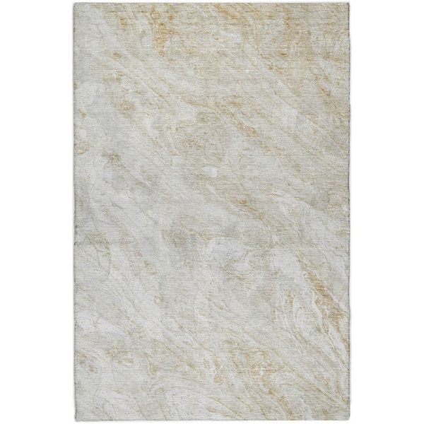 Dream Shag Premium Machine Washable Abstract ADS640 Ivory 3 ft. x 5 ft. Area Rug