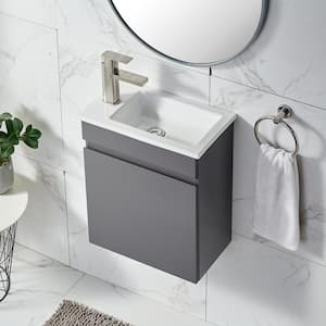 17 in. W x 10 in. D x 21 in. H Floating Bath Vanity in Gray with White Ceramic Sink