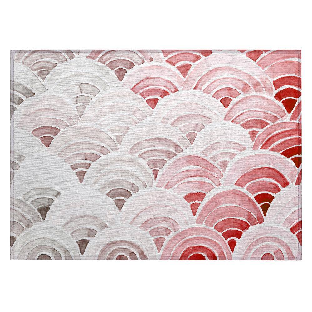 Surfside Red 1 ft. 8 in. x 2 ft. 6 in. Geometric Indoor/Outdoor Area Rug