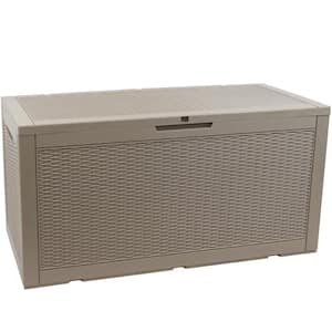 Faux Rattan 100 Gal. Driftwood Deck Box with Side Handles