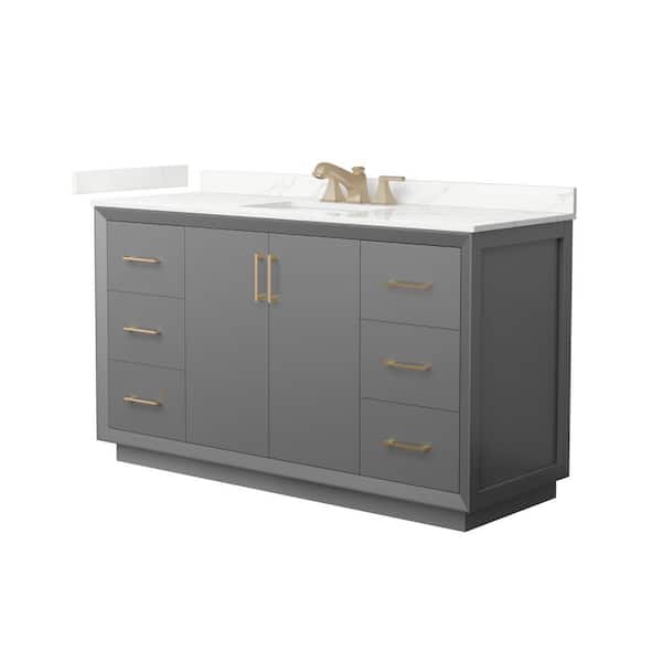 Wyndham Collection Strada 60 in. W x 22 in. D x 35 in. H Single Bath Vanity in Dark Gray with Giotto Quartz Top