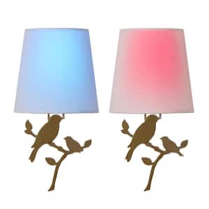 Olive Battery Operated Wall Light Bird Integrated LED Sconce (2-Pack)