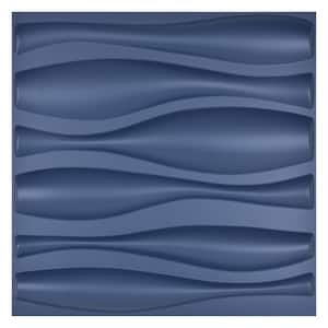 19.7 in. x 19.7 in. 3D PVC Decorative Wall Panels Wave Navy Blue (12-Pack)