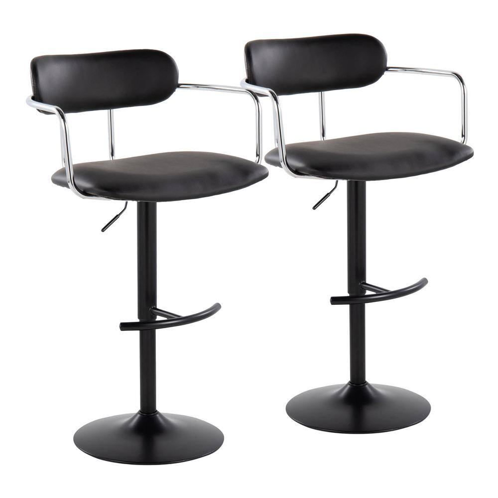 Black Adjustable Swivel Metal Bar Stool Set