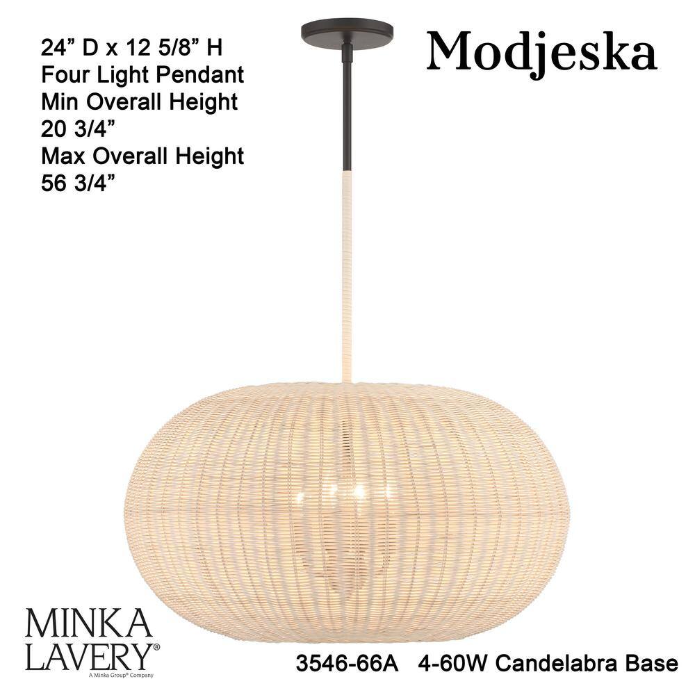 Modjeska 24" Coal Finish 4-Light Incandescent Pendant