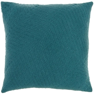 Lifestyles Teal Chevron 18 in. x 18 in. Throw Pillow