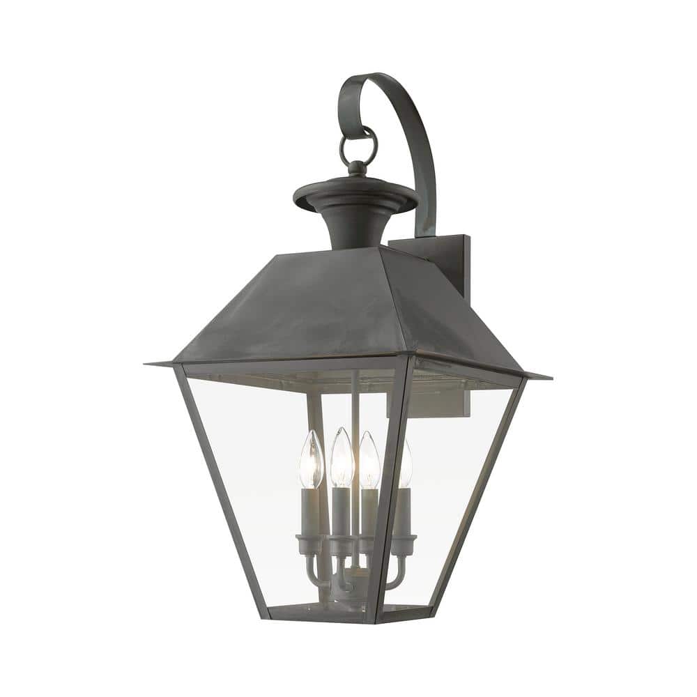 Helmsdale 27.5 in. 4-Light Charcoal Outdoor Hardwired Wall Lantern Sconce with No Bulbs Included price history on PriceWatchPro