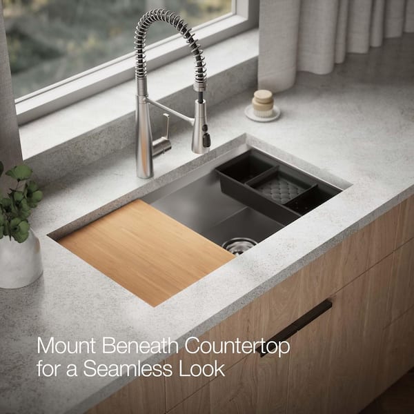 Lassen 33 in. Drop-in Double Bowl Stainless Steel Kitchen Sink Workstation with Faucet and Accessories