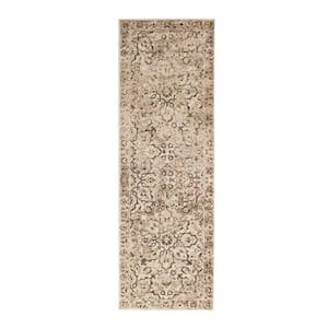 Caine Bronze 2 ft. 7 in. x 8 ft. Moden Distressed Floral Microfiber Area Rug