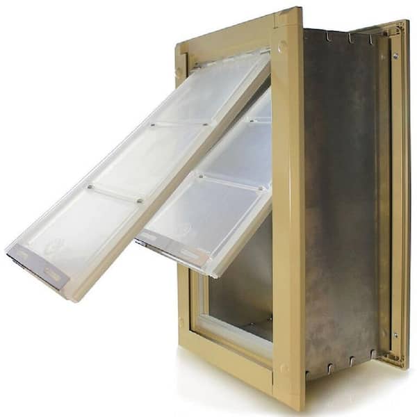 Endura Flap 6 in. W x 10 in. L Small Double Flap for Walls with Tan Aluminum Frame