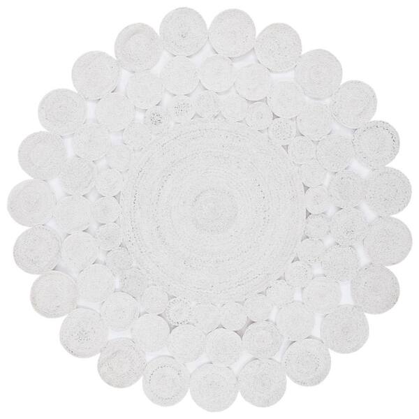 SAFAVIEH Cape Cod Ivory 5 ft. x 5 ft. Braided Circles Round Area Rug