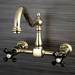 Duchess 2-Handle Wall-Mount Standard Kitchen Faucet in Polished Brass