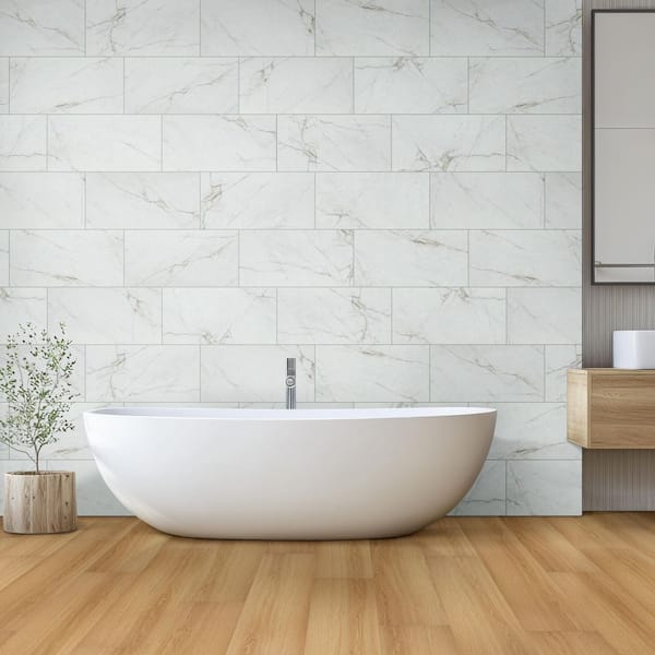 Dymo Calacatta 12 in. x 24 in. Glossy Ceramic Marble Look Wall Tile (16 sq. ft. /Case)