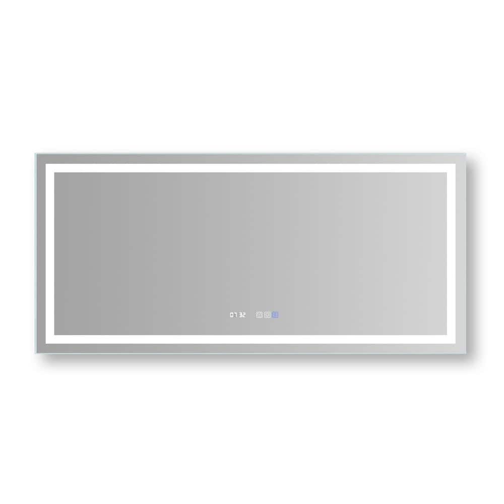 60 in. W x 28 in. H Rectangular Frameless Anti-Fog Wall Bathroom Vanity Mir