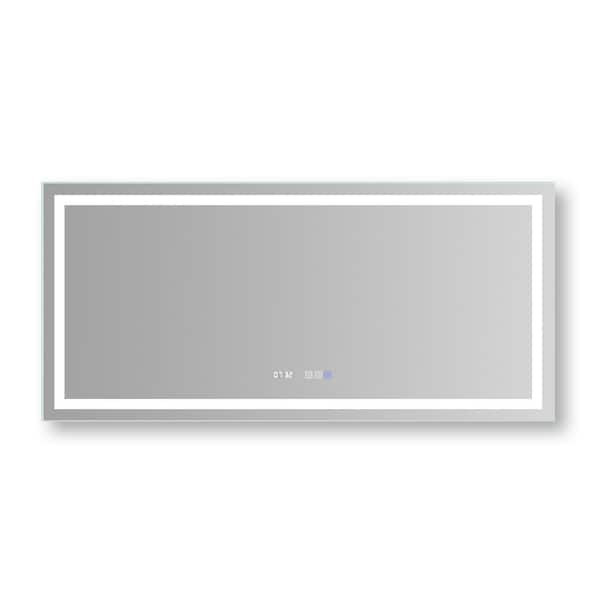 Unbranded 60 in. W x 28 in. H Rectangular Frameless Anti-Fog Wall Bathroom Vanity Mirror in Sliver