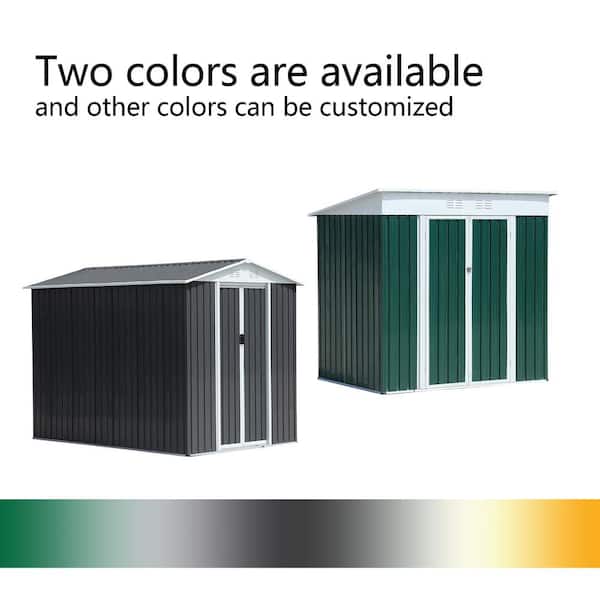 Unbranded Outdoor Storage Metal Sheds 6 ft. W x 4 ft. D with Pent Roof ,Aluminum Alloy Frame and Double Door(24 sq. ft.),Green