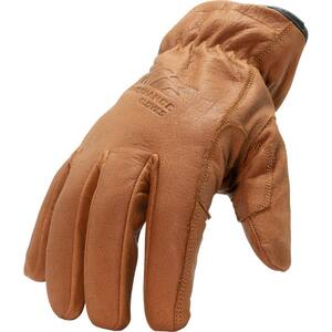 Fleece Lined ANSI A3 Cut Resistant Buffalo Leather Driver Winter Work Glove in Russet Brown, 3X-Large