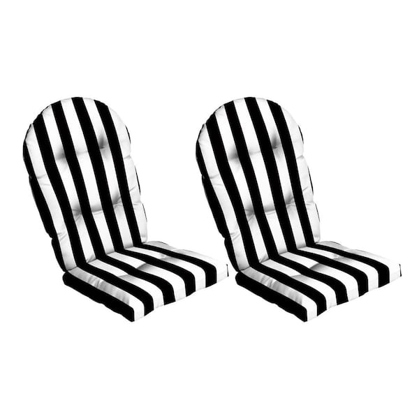 ARDEN 30 x 20 Plush Modern Tufted Outdoor Rocking Chair Cushion, Black Cabana Stripe (Set of 2)