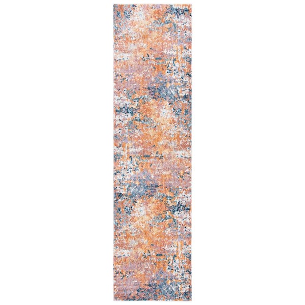 Crystal 2 ft. x 9 ft. Gold/Blue Distressed Marle Runner Rug
