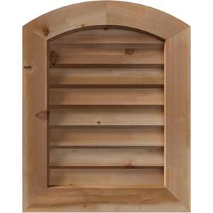29 in. x 39 in. Round Top Unfinished Smooth Western Red Cedar Wood Paintable Gable Louver Vent