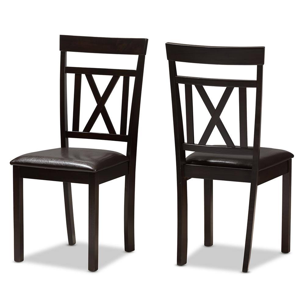 Rosie Contemporary 5-Piece Dark Brown Faux Leather Dining Set