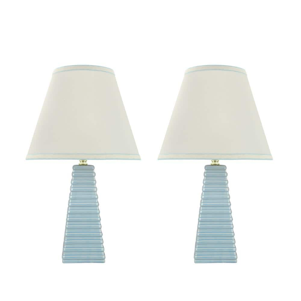 Aspen Creative Corporation 18-1/2 in. H Ceramic Light Blue Glaze Table Lamp  (2-Pack) 40209-22 - The Home Depot