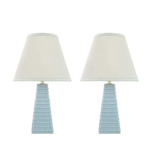 18-1/2 in. H Ceramic Light Blue Glaze Table Lamp (2-Pack)