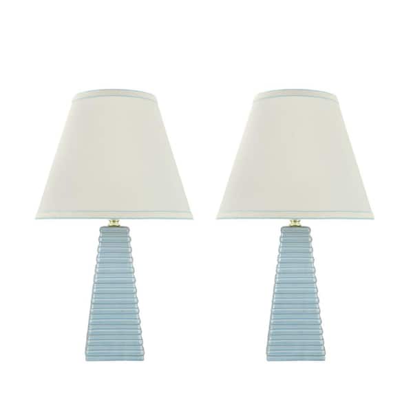 Aspen Creative Corporation 18-1/2 in. H Ceramic Light Blue Glaze Table Lamp (2-Pack)